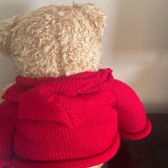 Millennial bear vintage gund curly haired bear stuffed animal red hood love 2000 - Picture 7 of 10